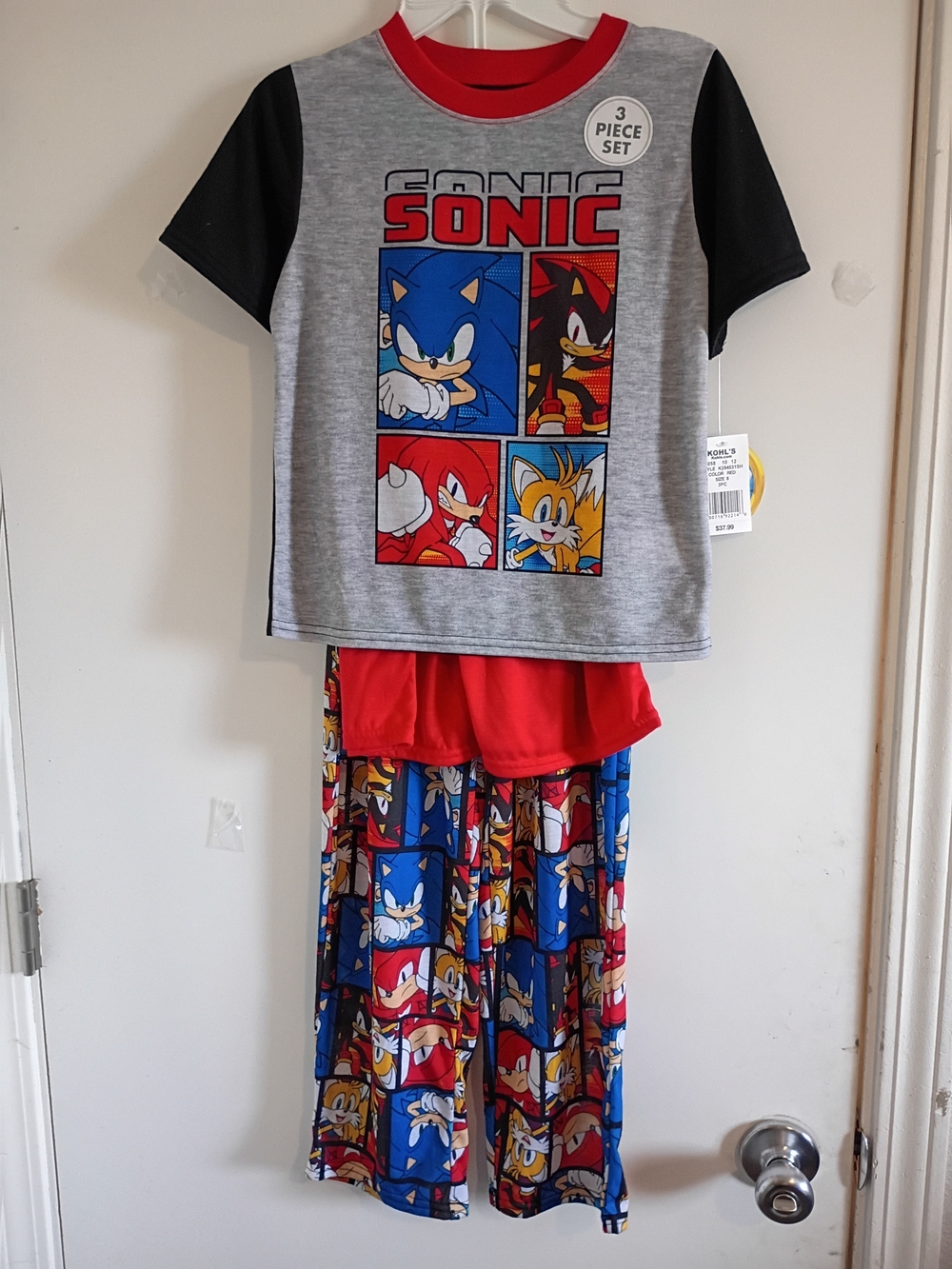 Sonic Themed Kids Costume Set - Gray, Red & Blue